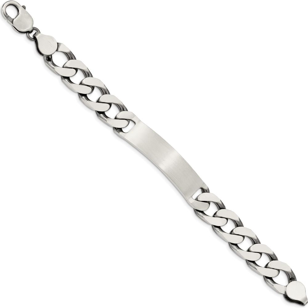 Sterling Silver Antiqued Curb Link Engraveable ID Bracelet - 8.5 inches by Lumare Gioia