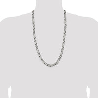 Sterling Silver Antiqued Figaro Chain 7.5mm - 28 Inches by Lumare Gioia