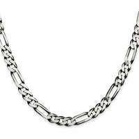 Sterling Silver Antiqued Figaro Chain Necklace - 24 Inches, 7.5mm Width by Lumare Gioia