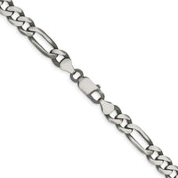 Sterling Silver Antiqued Figaro Chain Necklace - 24 Inches, 7.5mm Width by Lumare Gioia
