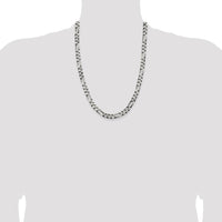 Sterling Silver Antiqued Figaro Chain Necklace - 24 Inches, 7.5mm Width by Lumare Gioia