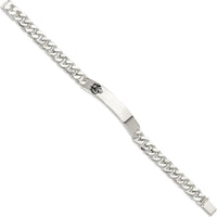 Sterling Silver Antiqued Fleur-de-lis ID Men's Bracelet with Black Enamel Accents - 8.5 in Length by Lumare Gioia