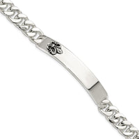 Sterling Silver Antiqued Fleur-de-lis ID Men's Bracelet with Black Enamel Accents - 8.5 in Length by Lumare Gioia