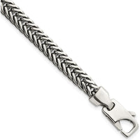 Sterling Silver Antiqued Polished 6mm Wheat Chain Bracelet - 8" Length by Lumare Gioia