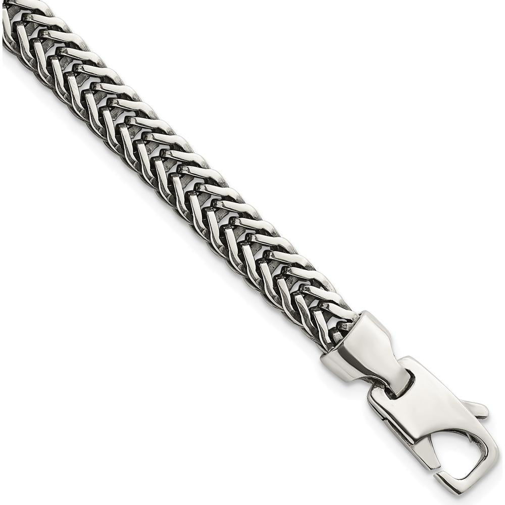 Sterling Silver Antiqued Polished 6mm Wheat Chain Bracelet - 8" Length by Lumare Gioia
