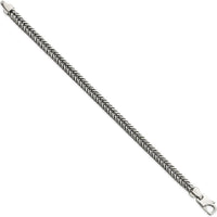 Sterling Silver Antiqued Polished 6mm Wheat Chain Bracelet - 8" Length by Lumare Gioia