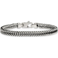 Sterling Silver Antiqued Polished 6mm Wheat Chain Bracelet - 8" Length by Lumare Gioia