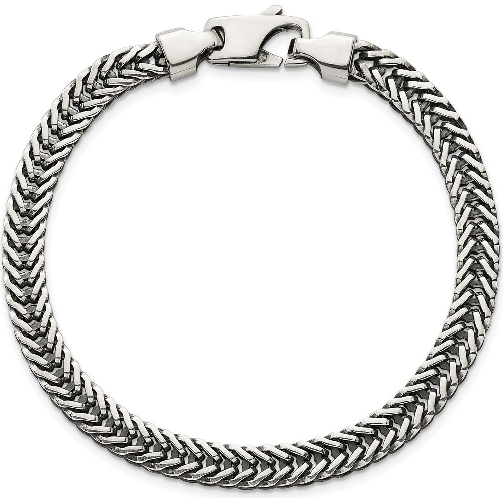 Sterling Silver Antiqued Polished 6mm Wheat Chain Bracelet - 8" Length by Lumare Gioia