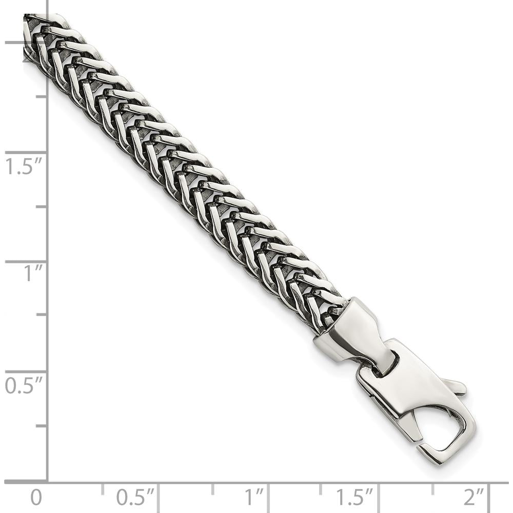 Sterling Silver Antiqued Polished 6mm Wheat Chain Bracelet - 8" Length by Lumare Gioia