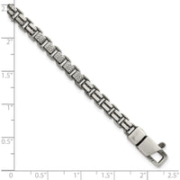 Sterling Silver Black Ruthenium-Plated Brushed and Textured Fancy Box Chain Bracelet for Men - 8.5" Length by Lumare Gioia