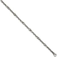 Sterling Silver Black Ruthenium-Plated Brushed and Textured Fancy Cable Link Men's Bracelet - 8.5" by Lumare Gioia