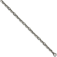 Sterling Silver Black Ruthenium-Plated Brushed and Textured Fancy Link Men's 8.25" Bracelet by Lumare Gioia