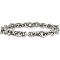 Sterling Silver Black Ruthenium-Plated Brushed and Textured Fancy Link Men's 8.25" Bracelet by Lumare Gioia