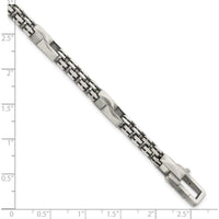 Sterling Silver Black Ruthenium-Plated Brushed Fancy Box Chain Men's 8.5" Bracelet by Lumare Gioia