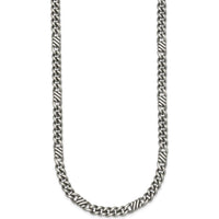 Sterling Silver Black Ruthenium-Plated Brushed Fancy Curb Chain 22" Necklace by Lumare Gioia