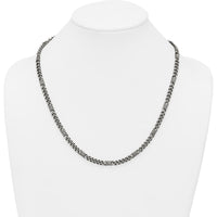 Sterling Silver Black Ruthenium-Plated Brushed Fancy Curb Chain 22" Necklace by Lumare Gioia