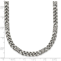 Sterling Silver Black Ruthenium-Plated Brushed Fancy Curb Chain 22" Necklace by Lumare Gioia