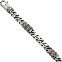Sterling Silver Black Ruthenium-Plated Curb Chain Bracelet 8.5" by Lumare Gioia