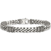 Sterling Silver Black Ruthenium-Plated Curb Chain Bracelet 8.5" by Lumare Gioia