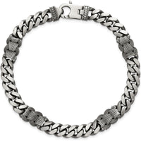 Sterling Silver Black Ruthenium-Plated Curb Chain Bracelet 8.5" by Lumare Gioia