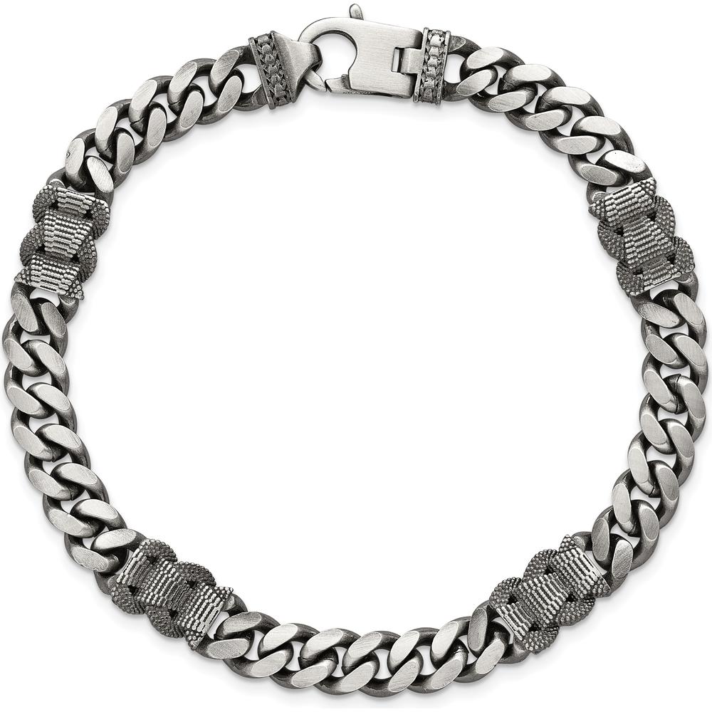 Sterling Silver Black Ruthenium-Plated Curb Chain Bracelet 8.5" by Lumare Gioia