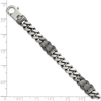 Sterling Silver Black Ruthenium-Plated Curb Chain Bracelet 8.5" by Lumare Gioia