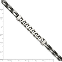 Sterling Silver Brushed Antiqued Wheat & Curb Chain Bracelet - 8.5 Inches by Lumare Gioia