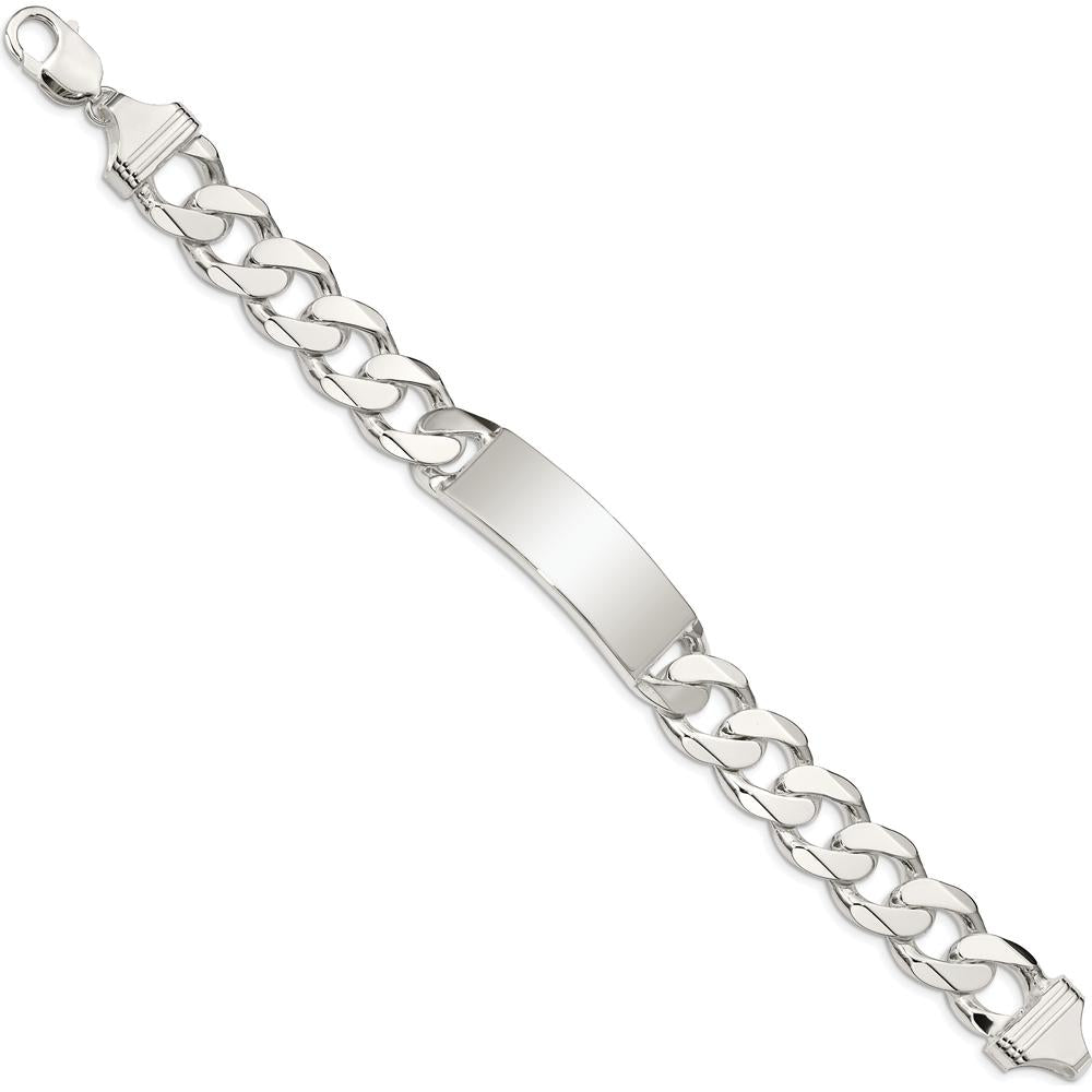 Sterling Silver Curb Link ID Bracelet - 8.5in Length, Polished Finish, Engravable by Lumare Gioia