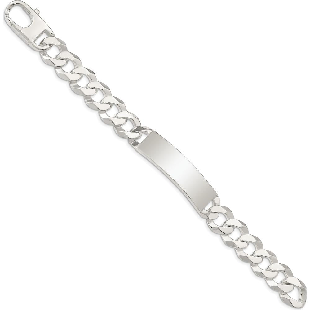 Sterling Silver Curb Link ID Bracelet with Engravable Charm - 8.5in Length by Lumare Gioia