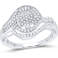 Sterling Silver Diamond Cluster Ring with 1/2 Carat Total Round Diamonds in Pave-Set Design