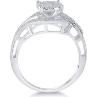 Sterling Silver Diamond Cluster Ring with 1/2 Carat Total Round Diamonds in Pave-Set Design