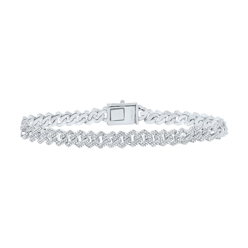 Sterling Silver Diamond Cuban Link 8-Inch Bracelet - 3 Carat Total Diamond Weight