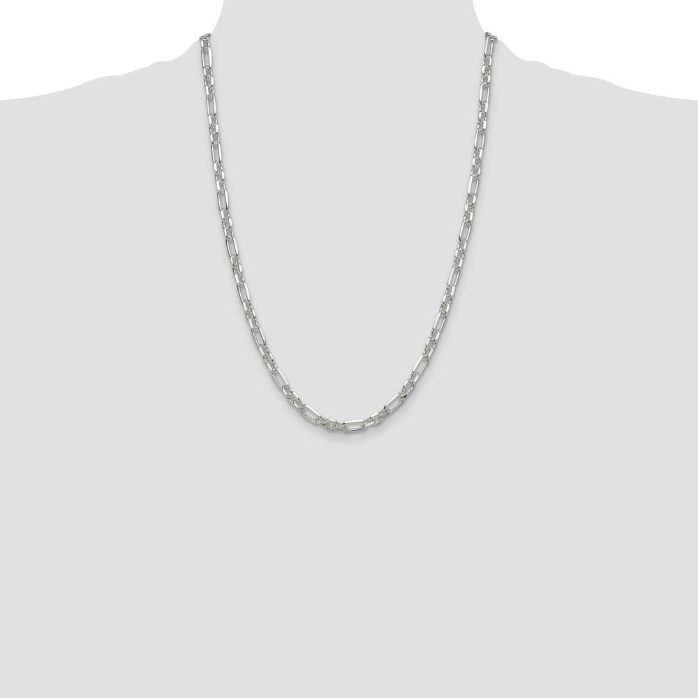 Sterling Silver Diamond-Cut 6mm Cable Link Chain Necklace - 24 Inches Long by Lumare Gioia