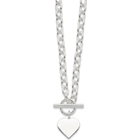 Sterling Silver Engravable Heart Pendant Necklace with Toggle Clasp - 18" Chain by Lumare Gioia