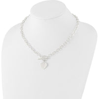 Sterling Silver Engravable Heart Pendant Necklace with Toggle Clasp - 18" Chain by Lumare Gioia