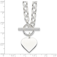 Sterling Silver Engravable Heart Pendant Necklace with Toggle Clasp - 18" Chain by Lumare Gioia