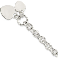 Sterling Silver Engraveable Heart Disc on Fancy Link Toggle Bracelet - 7.75 inches by Lumare Gioia
