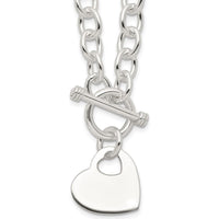 Sterling Silver Engraveable Heart Disc on Fancy Link Toggle Necklace - 18" by Lumare Gioia