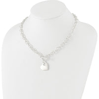 Sterling Silver Engraveable Heart Disc on Fancy Link Toggle Necklace - 18" by Lumare Gioia