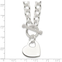 Sterling Silver Engraveable Heart Disc on Fancy Link Toggle Necklace - 18" by Lumare Gioia