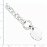 Sterling Silver Engraveable Oval Disc Charm Bracelet with Toggle Clasp - 7.5 inches by Lumare Gioia