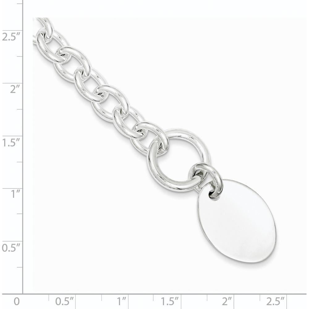 Sterling Silver Engraveable Oval Disc Charm Bracelet with Toggle Clasp - 7.5 inches by Lumare Gioia