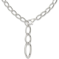 Sterling Silver Fancy Link Drop Necklace - Polished Finish with Hollow Detailing by Lumare Gioia