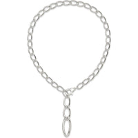 Sterling Silver Fancy Link Drop Necklace - Polished Finish with Hollow Detailing by Lumare Gioia