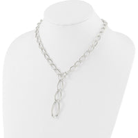 Sterling Silver Fancy Link Drop Necklace - Polished Finish with Hollow Detailing by Lumare Gioia