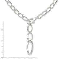 Sterling Silver Fancy Link Drop Necklace - Polished Finish with Hollow Detailing by Lumare Gioia