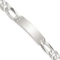 Sterling Silver Figaro Link ID Bracelet - 8.5 Inches, 13mm Width by Lumare Gioia