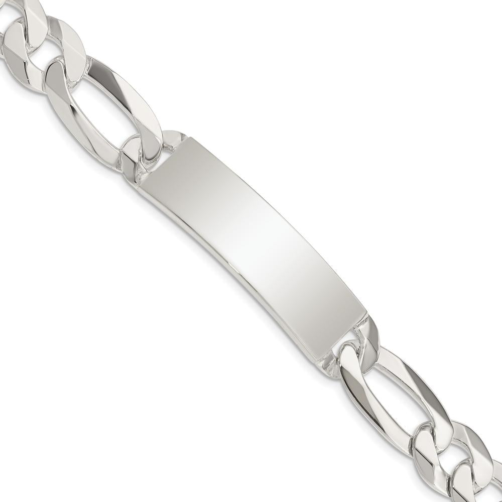 Sterling Silver Figaro Link ID Bracelet - 8.5 Inches, 13mm Width by Lumare Gioia