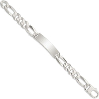 Sterling Silver Figaro Link ID Bracelet - 8.5 Inches, 13mm Width by Lumare Gioia