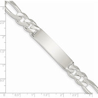 Sterling Silver Figaro Link ID Bracelet - 8" Polished, Engravable Design by Lumare Gioia